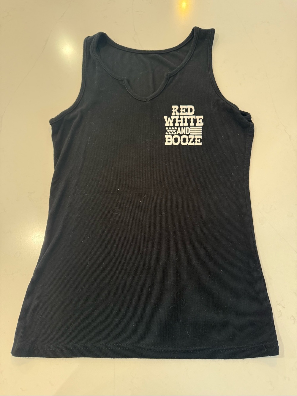 Black Graphic Tank Top - "Red White and Booze"